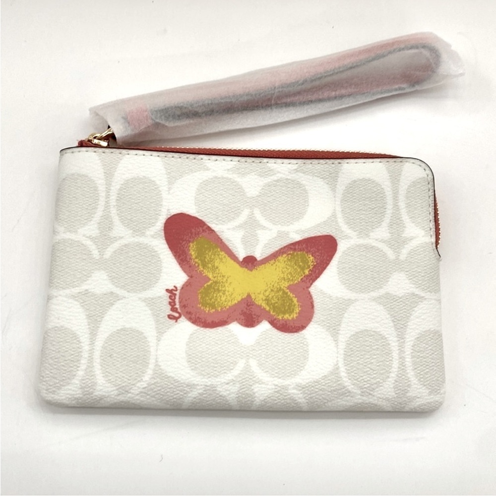 Coach Signature Canvas Wristlet with Butterfly Accent - Picture 8 of 11